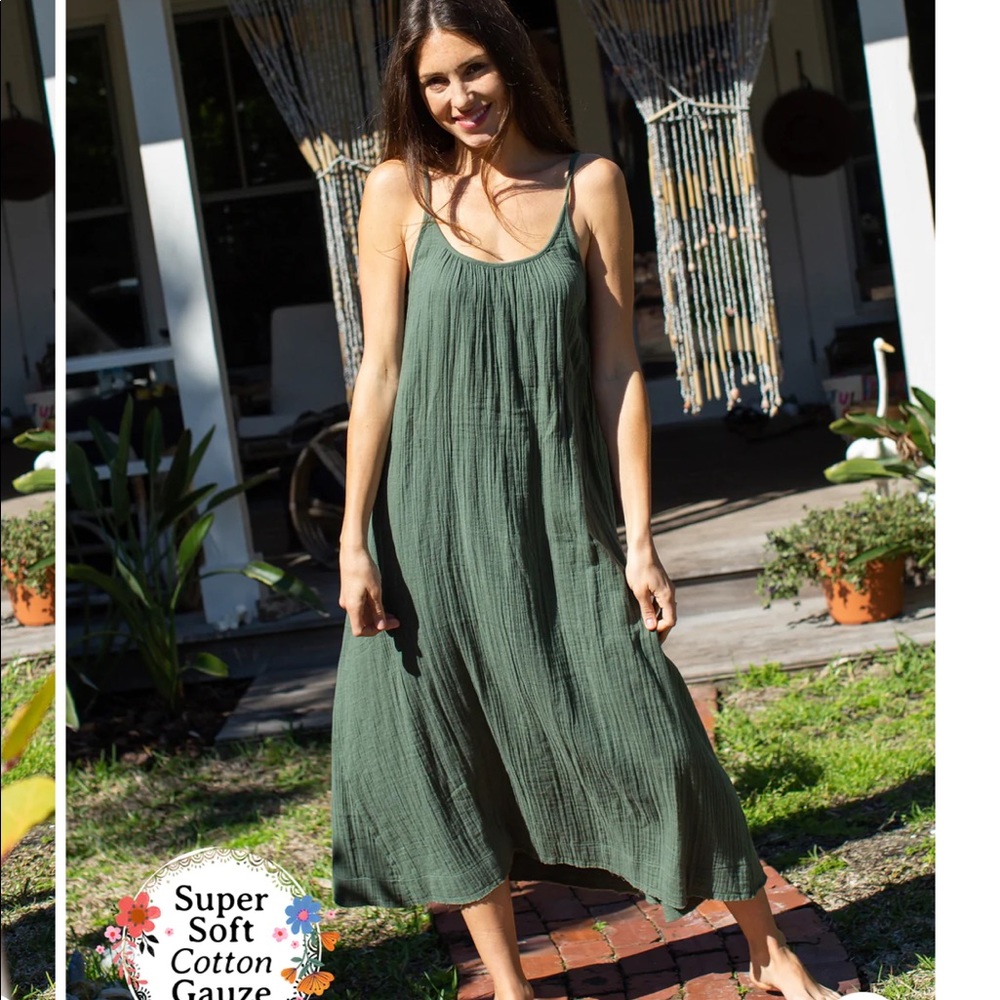 Natural Life green gauze Coco midi dress medium